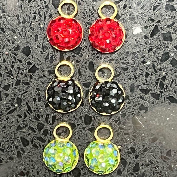 Hoop Earring Charms Suzanne bjontegard crystal Ruby Sapphire Aurora borealis HSN - Picture 2 of 2